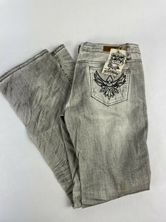 Featuring: Machine Men's Denver Gray Tone Regular Straight Denim Jeans Size W 33 L 31 - Waist 33  - Inseam 31  - Leg Opening 9"  - Rise 8" Calm Fits, Straight Denim Jeans, Dope Fits, Gray Jeans, Early 2000’s, Skater Boy, Streetwear Men, Streetwear Men Outfits, Thug Life