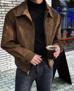 Streetwear Spring, Solid Brown, Zipper Shorts, Elegante Casual, Casual Outerwear, Jackets Men Fashion, Cool Outfits For Men, Cargo Jacket