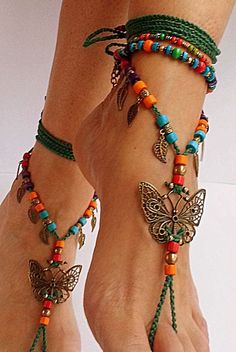 Mariposa Boho sandalias pies descalzos pies descalzo por FiArt Gold Beaded Bohemian Barefoot Sandals, Bohemian Adjustable Jewelry For Beach Season, Bohemian Jewelry For Beach Season, Handmade Bohemian Barefoot Sandals For Beach Wedding, Bohemian Toe Ring For Festivals, Bohemian Style Toe Ring For Festivals, Bohemian Festival Toe Ring Jewelry, Bohemian Style Festival Toe Ring, Bohemian Toe Ring Jewelry For Beach