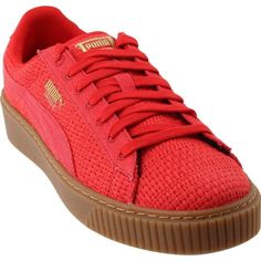 Item: New Women's PUMA Basketball Basket Platform Woven Red Sneaker Shoes in Size 6.5 US (37 EU / 4 UK) - Shoe Art # 36484701 - Does not have original box or tags Condition: New without tags or box, liquidated from original store, never owned or used, see photos Shipping Information: Please ask before bidding if you have an international shipping address - Will only ship using International USPS flat rate  up to 4 lbs) Combined shipping available on multiple purchases Payment Information: No Pay Modern Red Sneakers With Textured Sole, Red Sneakers With Textured Sole For Streetwear, Casual Red Sneakers With Textured Sole, Basketball Basket, White Chucks, White Puma, Shoes Size 6, Red Sneakers, Puma Sneakers