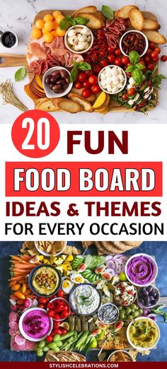 Fun Food Board Ideas & Themes for Every Occasion Food Board Ideas, Party Food For Adults, Charcuterie Party, Charcuterie Meats, Fruit Centerpieces, Grazing Board, A Charcuterie Board