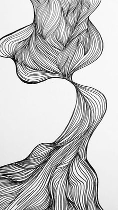 black and white drawing of wavy lines on paper