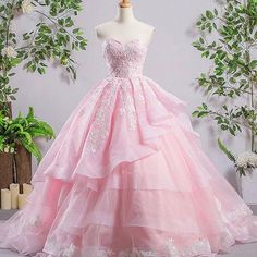 Pink tulle lace long prom dress, sweet 16 dresses Dresses Sweet 16, Pink Ball Gown, Princess Prom Dresses, Dresses Quinceanera, Looks Party, 16 Dresses, Pink Prom, Sweet 16 Dresses, Prom Dresses Lace