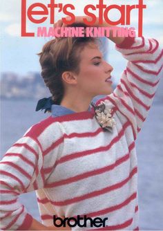 a magazine cover with a woman wearing a striped sweater