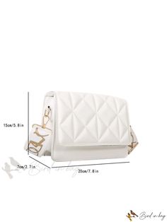 Bird in Bag - Fashionable White Quilted Flap PU Leather Square Bag Chic Faux Leather Clutch Bag, Chic Rectangular Faux Leather Flap Bag, Trendy White Square Evening Bag, Elegant White Faux Leather Satchel, Chic Faux Leather Flap Bag With Removable Pouch, Chic Square Clutch With Large Capacity, Chic Faux Leather Satchel Flap Bag, Chic Rectangular Shoulder Bag As Fashion Accessory, Chic White Evening Bag With Adjustable Strap