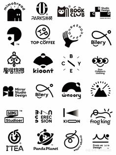 various logos and symbols are shown in black and white