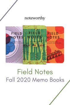 three books with the title field notes fall 2020 memo books written in green and red