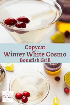 Winter White Cosmo, Elderflower Syrup, Vodka Orange, Christmas Martini, Winter Cocktails Recipes, Alcohol Beverages, White Cranberry Juice