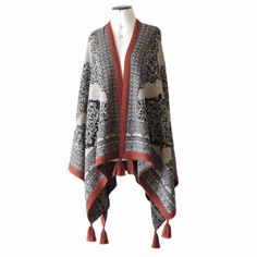 Reversible ruana / wrap jacquard knitted with pattern, tassels, in warm and suave baby alpaca A fantastic ruana / wrap with two different looks, Productcode: 19-2116-01 Material: 100% baby alpaca Size: One size Garment Measurements : L 140 cm / 55 inch - W 132 cm / 52 inch Weight 625 gram / 1.38 Lbs Price including shipping by DHL. World wide delivery Alpaca (Baby Alpaca) is one of the finest fibres in the World, Luxuriously soft, lightweight and warm, four times warmer than sheep wool. For peop Bohemian Beige Pashmina Shawl For Winter, Traditional Winter Shawl With Tassels, Capote Coat, Alpaca Baby, Ruana Wrap, Alpaca Poncho, Ladies Poncho, Open Sweater, Alpaca Fiber