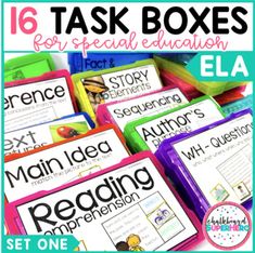 six task boxes for special education ela