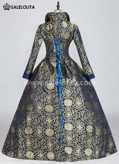 Women Blue Floral Vintage Renaissance Victorian Dress Condition: Brand NewColor: Champagne, Blue, RedMaterial: BrocadeOccasion: Party, Wedding, Events, Photo shoot or ShowsSleeve Length: Long SleevesCollar: Stand Collar Includes: Dress Whether you're looking for a Vintage Revolutionary,Regency,Early Victorian,Pioneer Women,Old West,Civil War Era,Polonaise Sets,Bustle Eras,Victorian Era,Edwardian Era Dresses Clothing or Historical Period Clothing for your themed party, reenactment events, fantasy Royal Blue Long Sleeve Dress For Banquet, Royal Long Sleeve Costume Dresses, Royal Long Sleeve Fitted Gown, Royal Costume Dresses, Royal Fitted Costume Dresses, Royal Fitted Dress For Costume Party, Fitted Royal Dress For Costume Party, Royal Style Fitted Dress For Costume Party, Traditional Fitted Blue Dress