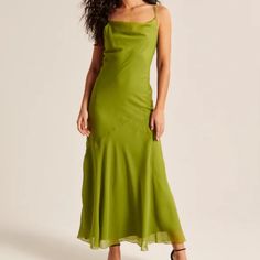 Green Dress. Abercrombie. Wedding Guest Dress Cowl Neck Maxi Dress, Lime Green Dress, Best Wedding Guest Dresses, Abercrombie And Fitch Dresses, Fitted Maxi Dress, Cutout Maxi Dress, Wedding Guest Dresses, Wedding Guest Dress Summer, Maxi Dress Green