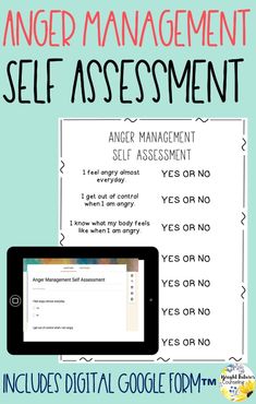 an ipad with the text anger management self assignment