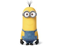 a minion with glasses and overalls standing in front of a white background for the movie despicable me