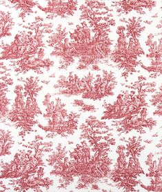 a red and white toiler print fabric