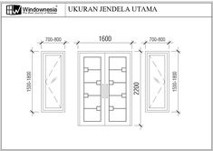 the drawing shows an open door and two closed doors, with measurements for each section