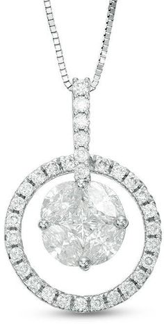 Zales 1 CT. T.W. Marquise and Princess-Cut Diamond Open Circle Frame Pendant in 14K White Gold Dazzling White Diamond Necklace, Diamond White Necklace With Center Stone In Round Pendant, White Oval Diamond Necklace With Single Cut Diamonds, Luxury White Diamond Necklace With Halo Setting, White Diamond Necklace With Halo Setting, Oval White Diamond Necklace With Accents, Exquisite White Diamond Cut Necklace, Diamond White Jewelry With Center Stone Round Pendant, White Oval Diamond Necklace With Accents