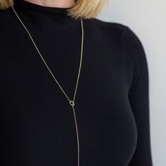 A celebrity-designed beautiful long gold necklaces for women - Benevoleonce LAs y necklace was created in collaboration with Candace Cameron from Fuller House. A classic chic lariat necklace whose length you can adjust depending on your outfit and mood. This easy to put on drop necklace makes a statement for any outfit: business attire, weekend looks, or evening cocktail dresses. This long gold chain necklace for women can be worn down your front or if youre combining it with open-back dresses i Elegant Long Necklace Gift, Chic Formal Lariat Necklace, Chic Yellow Gold Lariat Necklace With Delicate Chain, Chic Long Drop Necklace With Delicate Chain, Chic Gold Lariat Necklace For Everyday Wear, Chic Yellow Gold Lariat Necklace With Clavicle Chain, Chic Long Drop Gold Necklace, Minimalist Yellow Gold Necklace For Party, Chic Long Drop Necklaces For Gifts