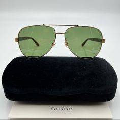 Gucci Sunglasses New Authentic Unisex Aviator Sunglasses Gold Frames With Classic Color Stripes Green Lens Made In Italy Brand New With Full Package Authentic Eyewear With Certificate Gucci Gold Aviator Sunglasses, Gucci Aviator Sunglasses In Gold, Gucci Designer Aviator Sunglasses With Tinted Lenses, Gucci Elegant Polarized Aviator Sunglasses, Gucci Aviator Polarized Sunglasses, Gucci Aviator Sunglasses With Polarized Lenses, Elegant Gucci Polarized Aviator Sunglasses, Elegant Gucci Aviator Sunglasses With Polarized Lenses, Classic Gucci Aviator Sunglasses