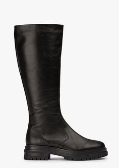 Combat Boots Aesthetic, Boot Aesthetic, Thigh High Boots Flat, Shop Boots Online, Black Knee Boots, Black Leather Knee High Boots, Shop Boots, Embellished Heels, Black Knee High Boots