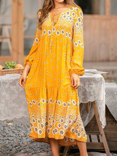 SPU:2941BDR7Q637BSleeve Length:Long sleeveEdition type:LooseElasticity:No ElasticityThickness:LightweightMaterial:PolyesterNeckline:V neckPattern:FloralStyle:Casual,Boho,Vacation,Sports,Elegant,VacationTheme:Spring/FallColor:YellowSize:S,M,L,XL,XXL,3XLSize Chart SizeShoulder Length Bust cminchcminchcminchS36.514.411645.798.538.8M37.514.811746.1102.540.4L38.515.211846.5106.541.9XL39.515.611946.9110.543.5XXL40.515.912047.2114.545.13XL41.516.312147.6118.546.7 Weaving Dress, Short Sleeve Lace Dress, Long Sleeve Boho Dress, Dresses V Neck, Boho Weaving, Long Cocktail Dress, Long Sleeve Cocktail Dress, Floral Cocktail Dress, Formal Cocktail Dress