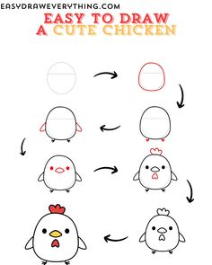 how to draw a cute chicken step by step drawing instructions for kids and beginners