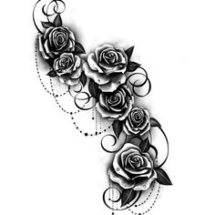 a black and white rose tattoo design