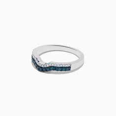 Effy Bella Bleu 14K White Gold Blue and White Diamond Ring Blue Sterling Silver Half Eternity Ring, Blue Half Eternity Ring, Blue Diamond Ring With 14k Gold Accents, Blue Diamond Half Eternity Ring, Blue Half Eternity Round Ring, Blue 14k Gold Half Eternity Jewelry, Fine Jewelry Blue Ring With Diamond Accents, Blue Rings With Diamond Accents Fine Jewelry, Fine Jewelry Blue Rings With Diamond Accents