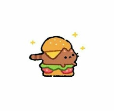 a cat that is sitting on top of a hamburger