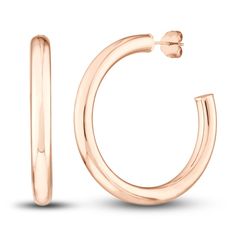 A lustrous high-polish finish adorns these timeless women's open hoop earrings. Fashioned in 14K rose gold, the hollow, 35mm earrings secure in place with friction backs. Jared The Galleria Of Jewelry, Open Hoop Earrings, The Hollow, Polish Jewelry, Fashion Earrings, Gold Bracelet, Hoop Earrings, Rose Gold, Stone