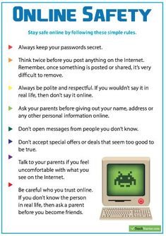 a poster with instructions on how to use an online safety program for children and adults