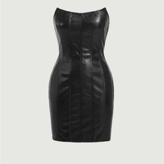 Nwt Faux Leather Dress! Fitted Leather Dress For Going Out, Fitted Edgy Faux Leather Mini Dress, Bodycon Faux Leather Dresses For Going Out, Faux Leather Dress For Date Night, Leather Dresses For Going Out, Leather Dress For Going Out, Sleek Faux Leather Dress For Date Night, Black Faux Leather Mini Length Bodycon Dress, Black Faux Leather Mini Bodycon Dress