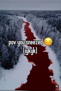 a long red road with the words pov you sneezed lykk