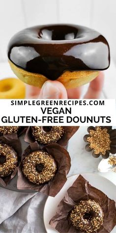 donuts frosted with chocolate glaze and crunchy almonds Healthy Plant Based Recipes, Delicious Gluten Free Recipes