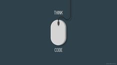 a computer mouse with the words think code on it