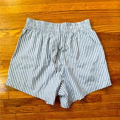 Never Worn, Comfortable Shorts. Casual Striped Short Leg Bottoms, Striped Summer Bottoms For Daywear, Striped High-waisted Shorts With Relaxed Fit, Summer Bottoms With Short Inseam For Daywear, Blue Shorts For Spring Daywear, Summer Bottoms For Daywear With Short Legs, Summer Bottoms With Short Legs For Daywear, Summer High Waist Bottoms For Daywear, Relaxed Fit Bottoms With Short Inseam For Day Out