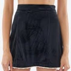 Chic Yet Fun Black Velvety Mini Skirt Lined At The Bottom With Pearls, Nwt Chic Lined Mini Skirt By Urban Outfitters, Urban Outfitters Party Mini Skirt With Lining, Urban Outfitters Short Lined Skirt, Urban Outfitters Fitted Black Skirt, Urban Outfitters Black Mini Skirt, Patchwork Denim Skirt, Sparkly Skirt, Urban Outfitters Skirt, Overall Skirt