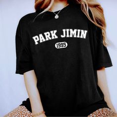 Park Jimin Bts Graphic Shirt 100% Cotton Black Kpop Letter Print Top, Black Kpop Tops With Letter Print, Black Kpop Summer Tops, Black Kpop Style Summer Top, Black Kpop Tops For Summer, Black Kpop T-shirt For Spring, Jimin Shirt, Skz Merch, Bts Clothes