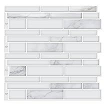 white marble brick wallpaper with grey and white lines on the bottom, in an angled pattern