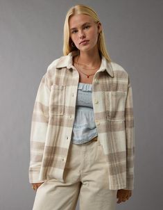 Grandma Christmas, Fleece Plaid, Grandmas Christmas, Plaid Shacket, Tan Plaid, Flannel Women, Fall 24, A Jacket, Plaid Shirt