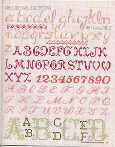 a cross stitch book with letters and numbers