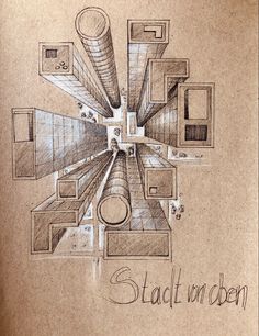 a drawing of an abstract design with the words stablon oben written below it