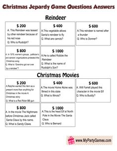 christmas party game questions answer sheet for the movie, which is $ 1 00 and has been