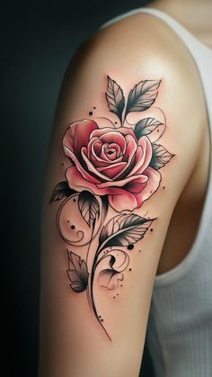 a woman's arm with a rose tattoo on it