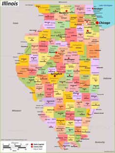 the illinois state map with major cities