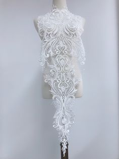 "Ivory bead embroidery lace applique Listing is for one piece. Measure approx: 38.2\" x 11.8\" (97 cm x 30 cm) Use for neckline, bridal headpiece, wedding accessories, gifts, bags decoration, etc, you can enjoy the process of DIY, enjoy your beautiful life More Lace Applique: https://www.etsy.com/shop/lacelindsay?section_id=16428894 My shop link: http://www.etsy.com/shop/lacelindsay If you have any questions please message me. Thank you for looking." Cream Lace With Appliques, White Fitted Lace Veil, Fitted White Lace Veil, Dress Applique, Beads Craft Jewelry, Beads Craft, Wedding Lace, Applique Dress, Clothing Designs