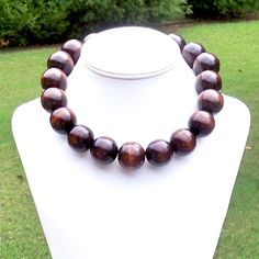 image 0 Brown Beaded Necklace, Necklace Wood, Necklace Mens, Mens Necklace, Brown Necklace, Wooden Bracelet, Ethnic Necklaces, Necklace Chunky, Wooden Necklace