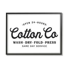 cotton co wash dry fold press sign