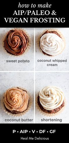 four different types of frosting on top of each other