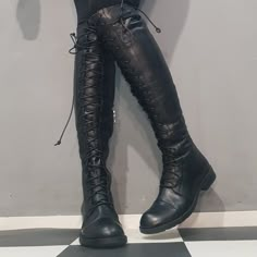 Black Flat Boots, Black Leather High Boots, Extravagant Shoes, Women Leather Shoes, Gothic Shoes, Long Boots, Handcrafted Shoes - Etsy Gothic Boots Aesthetic, Knee High Goth Boots, Hecate Aesthetic, Mh Aesthetic, Extravagant Shoes, Junk Kouture, Shoes Gothic, Leather High Boots, Thigh High Boots Outfit